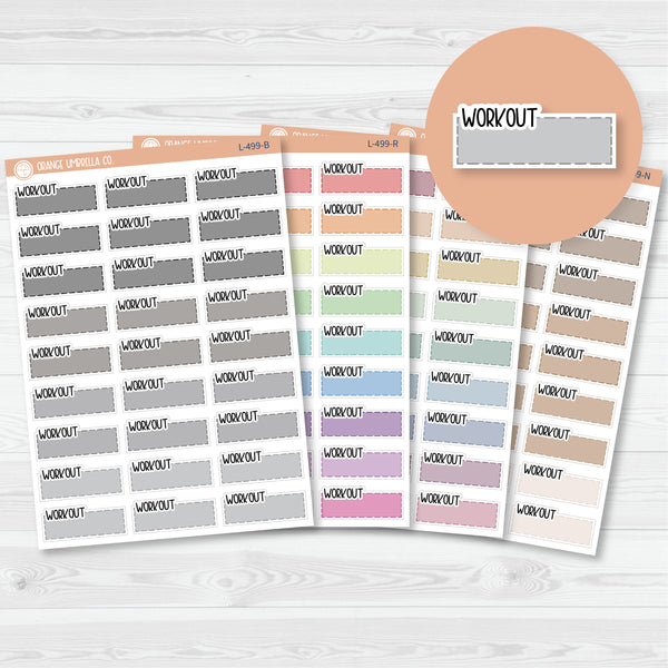 Workout Color Stitched Quarter Box Planner Stickers | L-499