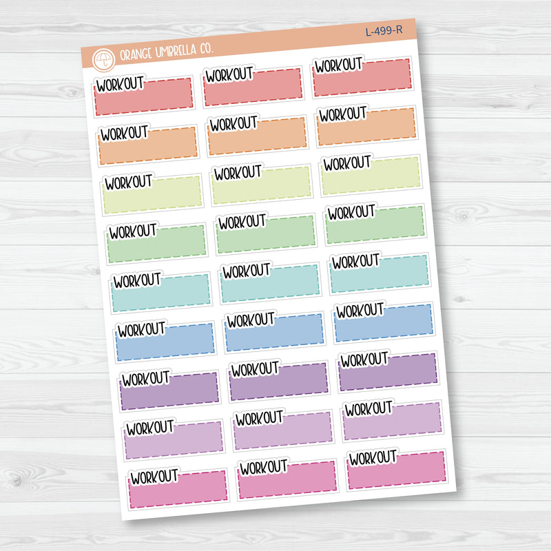 Workout Color Stitched Quarter Box Planner Stickers | L-499