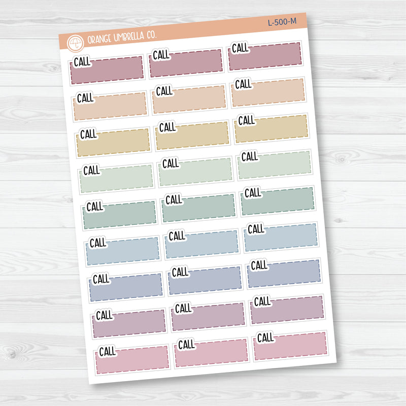 Call Color Stitched Quarter Box Planner Stickers | L-500