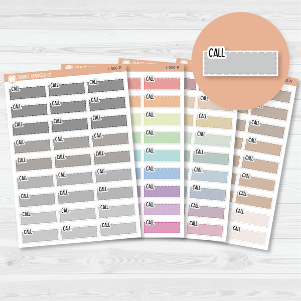 Call Color Stitched Quarter Box Planner Stickers | L-500