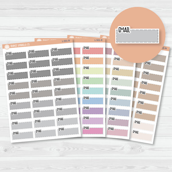 Email\To Email Color Stitched Quarter Box Planner Stickers | L-501
