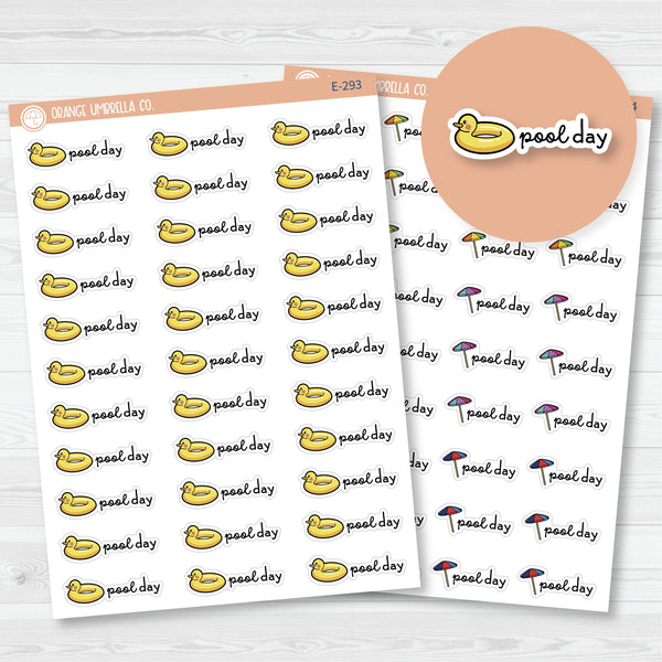 Pool Day with Ducky or Umbrella Planner Stickers | E-293 & E-294