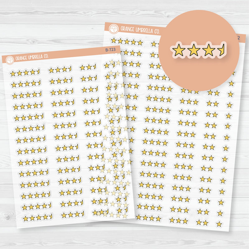 Star\Half Star Rating - Movie and Book Icon Tracker Planner Stickers | Clear Matte | B-722 & B-723-CM