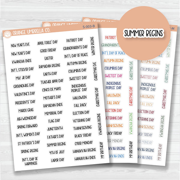 US Holiday Script Planner Stickers | F8 | S-003