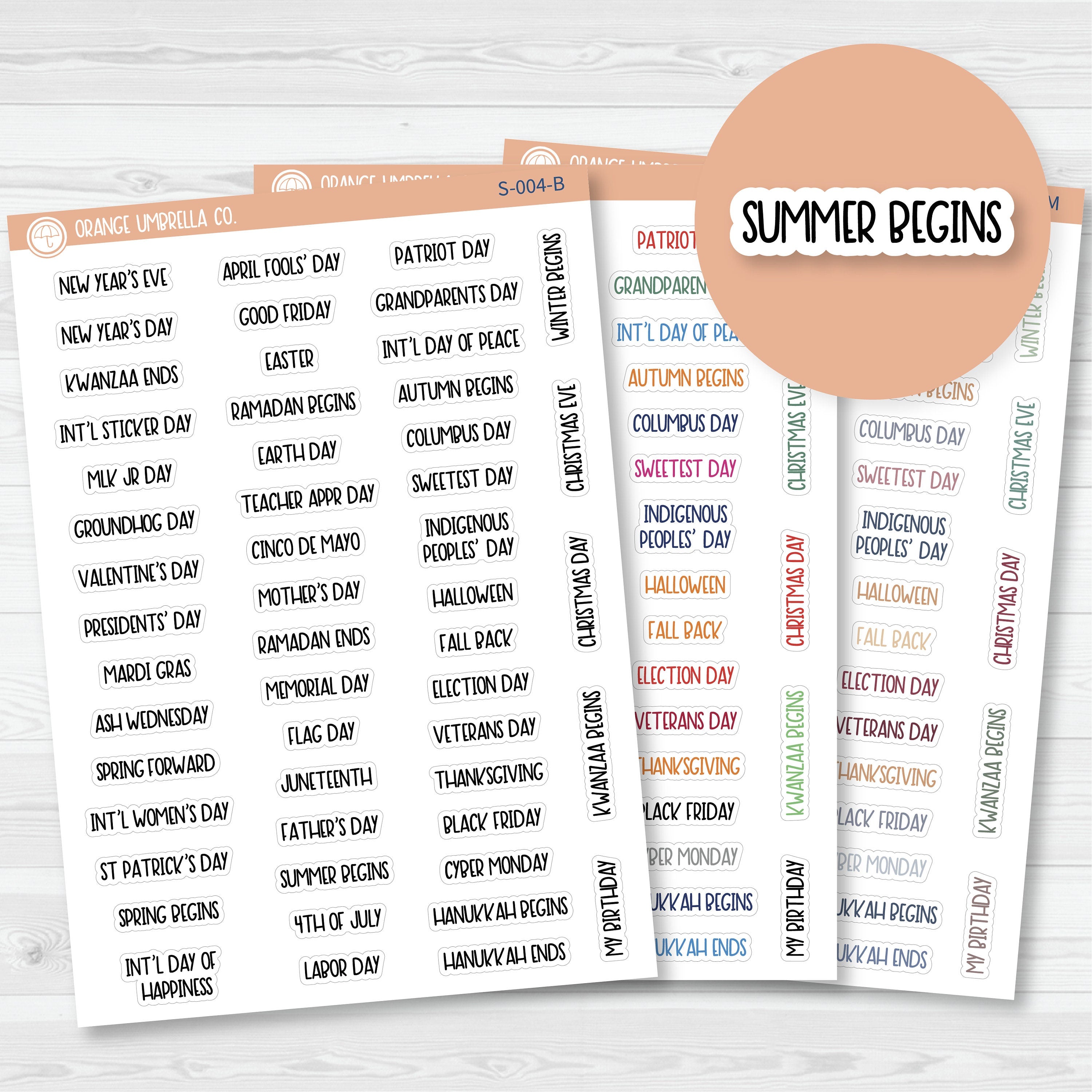 US Holiday - Mini Script Planner Stickers | F8 | S-004