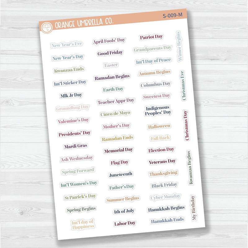 US Holiday Script Planner Stickers | F19 | S-009