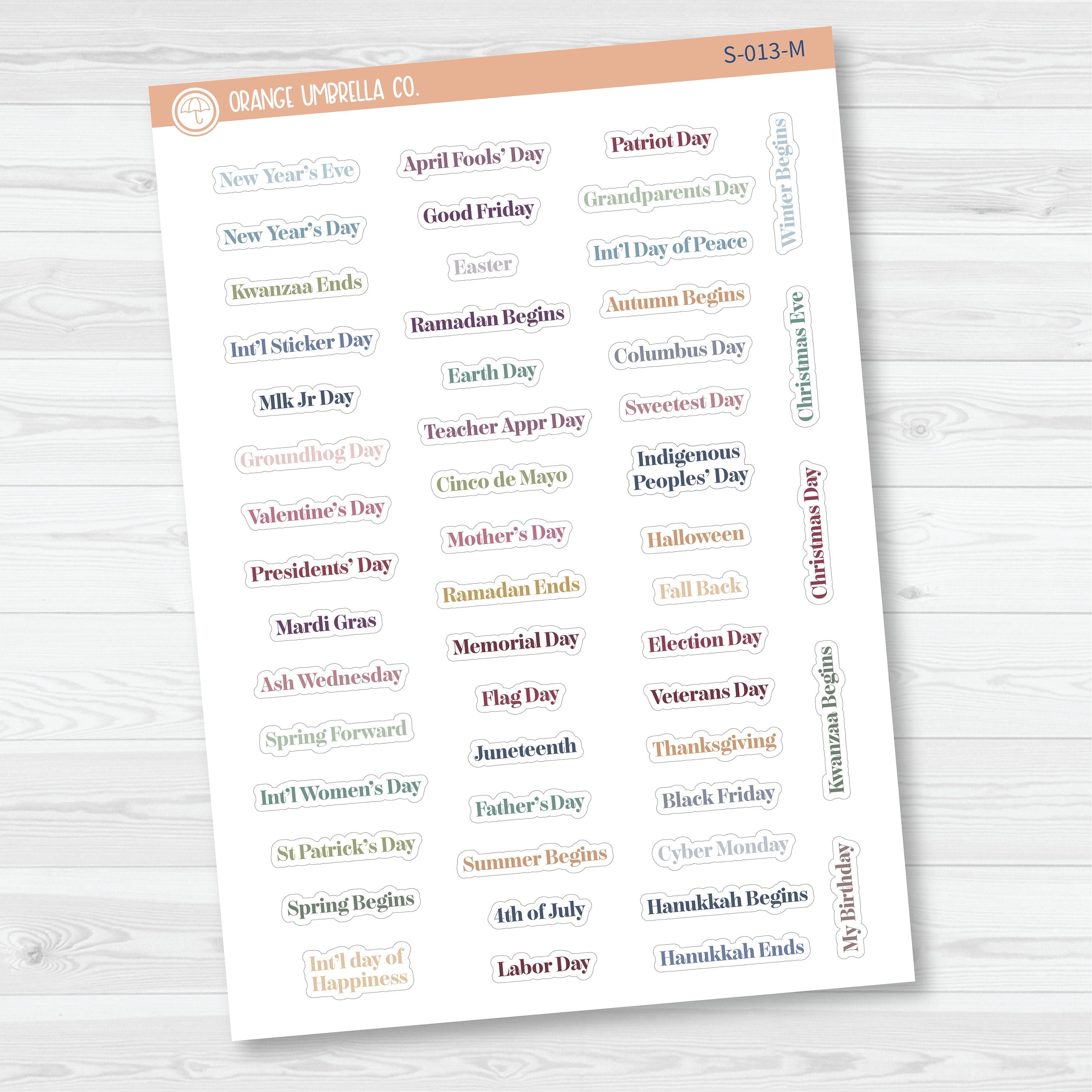 US Holiday - Mini Script Planner Stickers | F19 | S-013