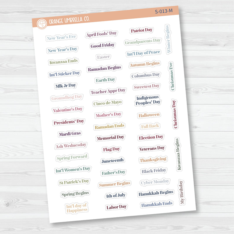 US Holiday - Mini Script Planner Stickers | F19 | S-013