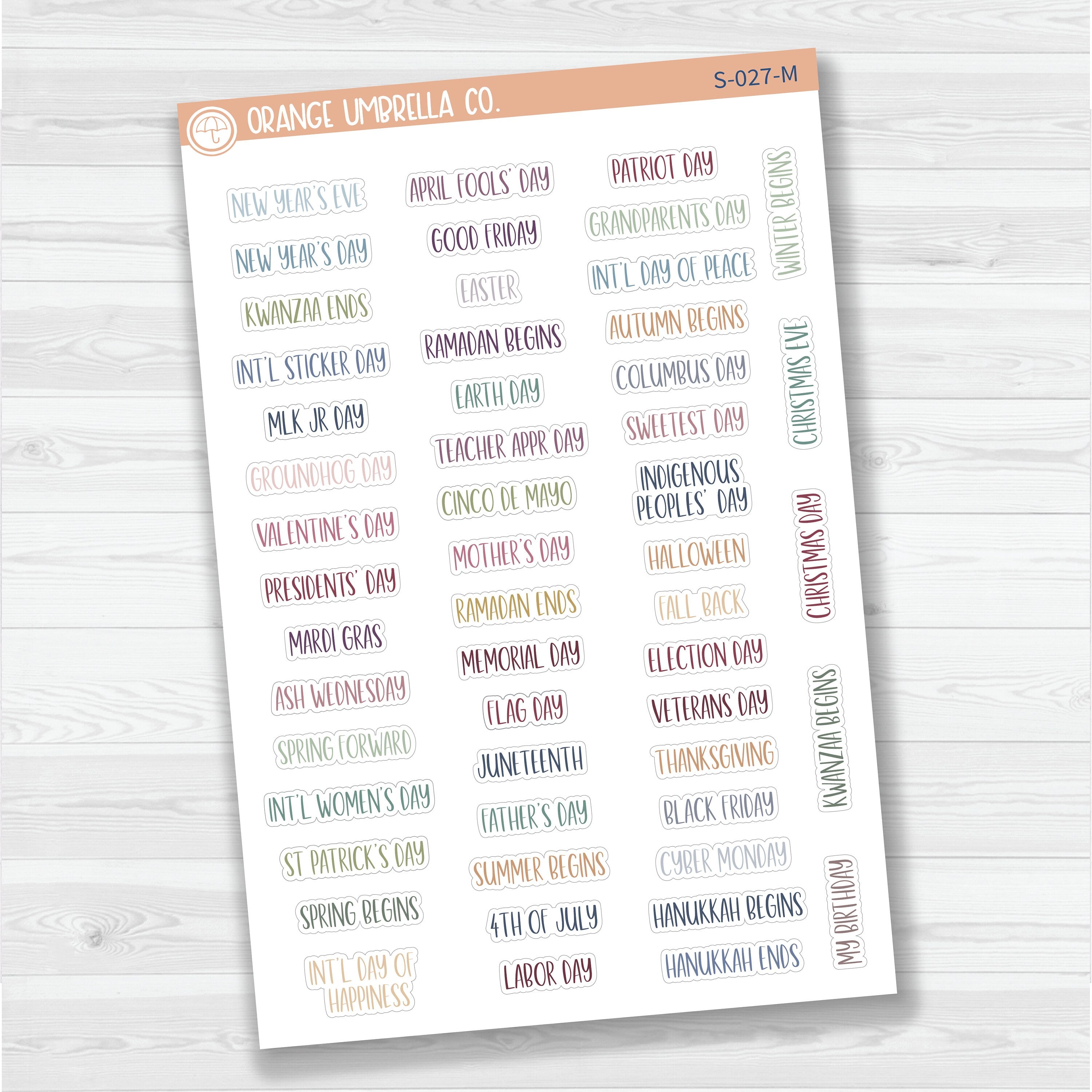 US Holiday Script Planner Stickers | F13 | S-027
