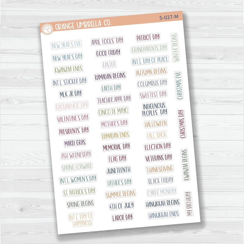 US Holiday Script Planner Stickers | F13 | S-027