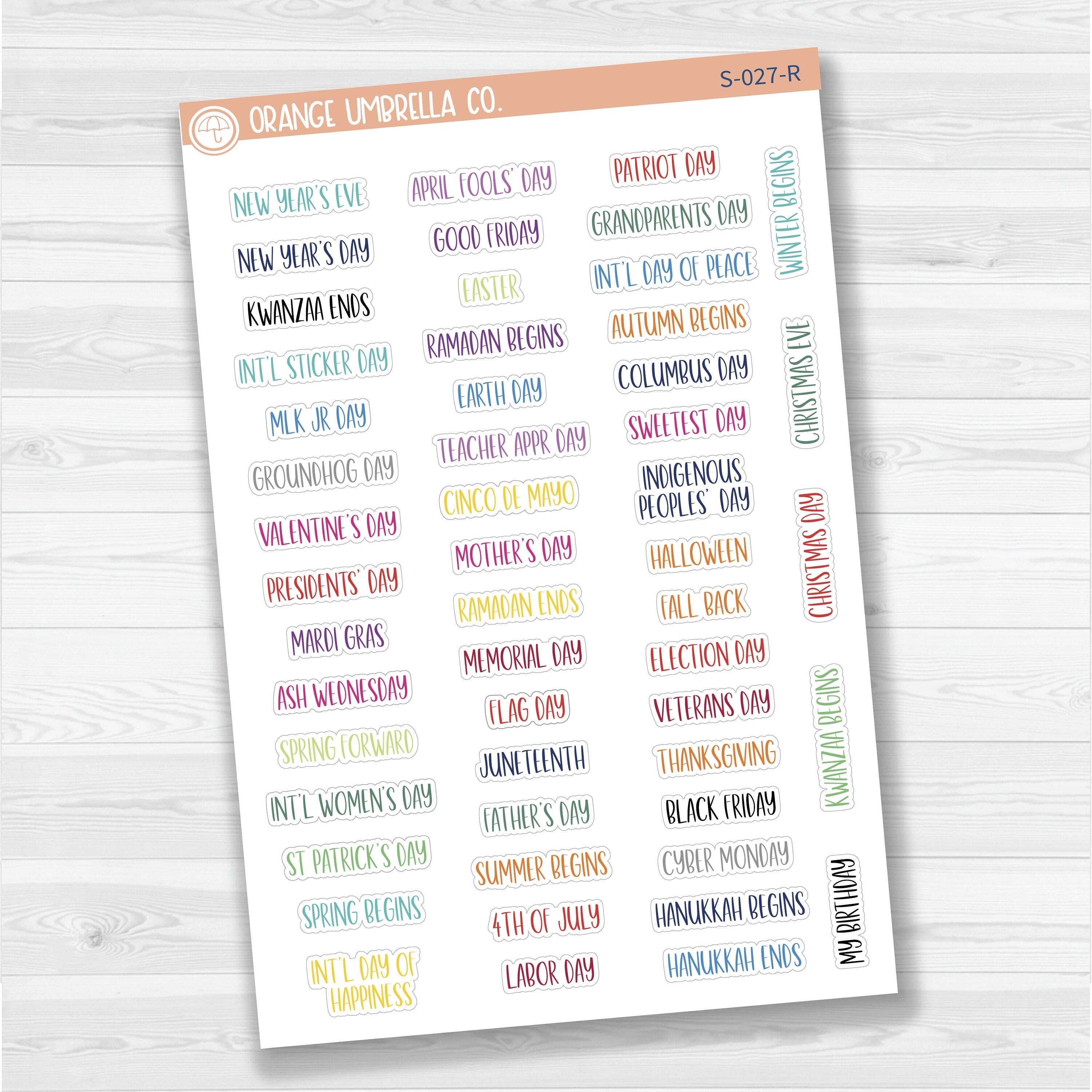 US Holiday Script Planner Stickers | F13 | S-027