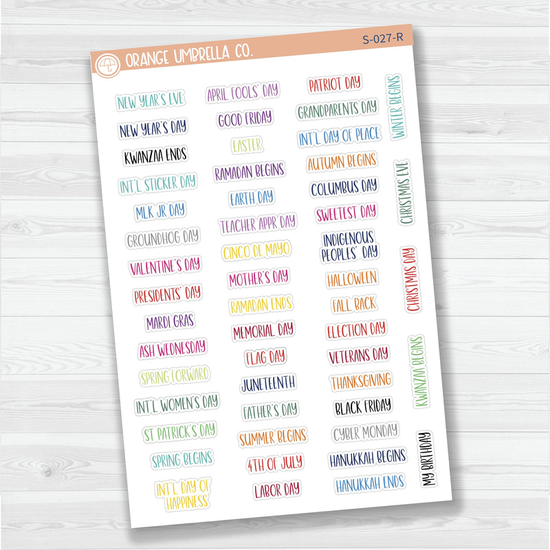 US Holiday Script Planner Stickers | F13 | S-027