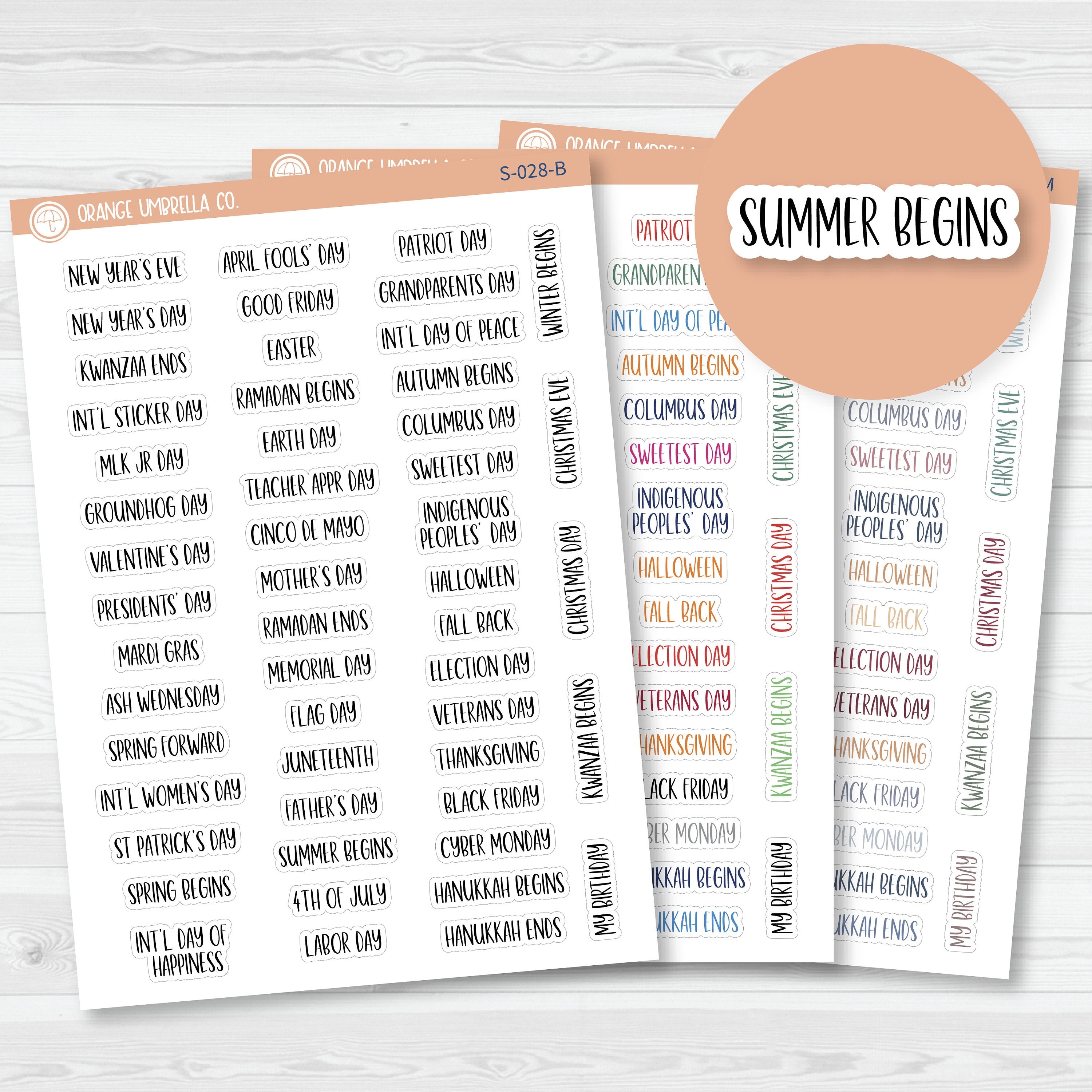 US Holiday - Mini Script Planner Stickers | F13 | S-028