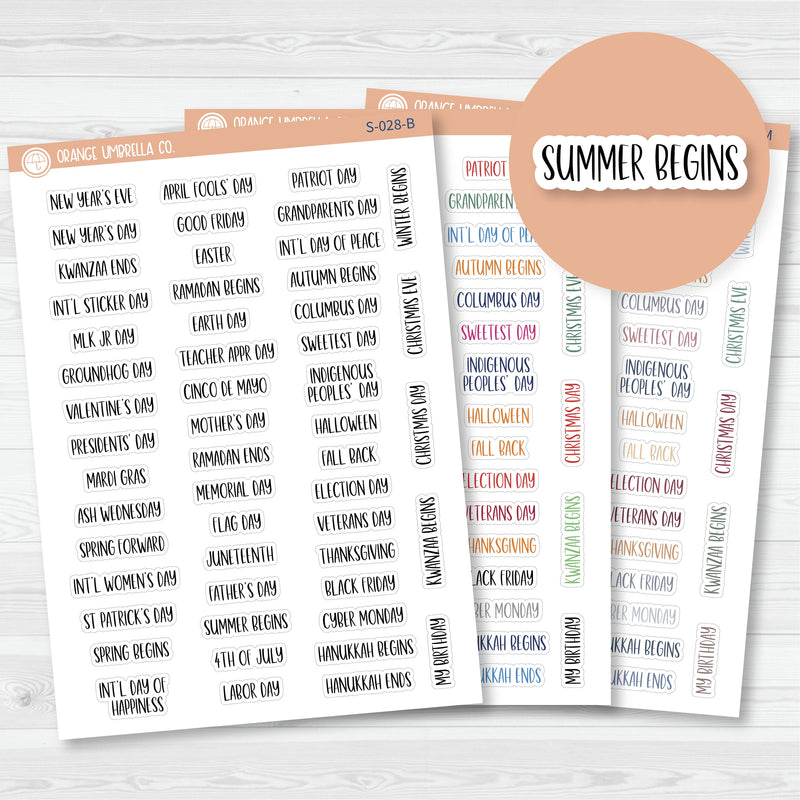 US Holiday - Mini Script Planner Stickers | F13 | S-028