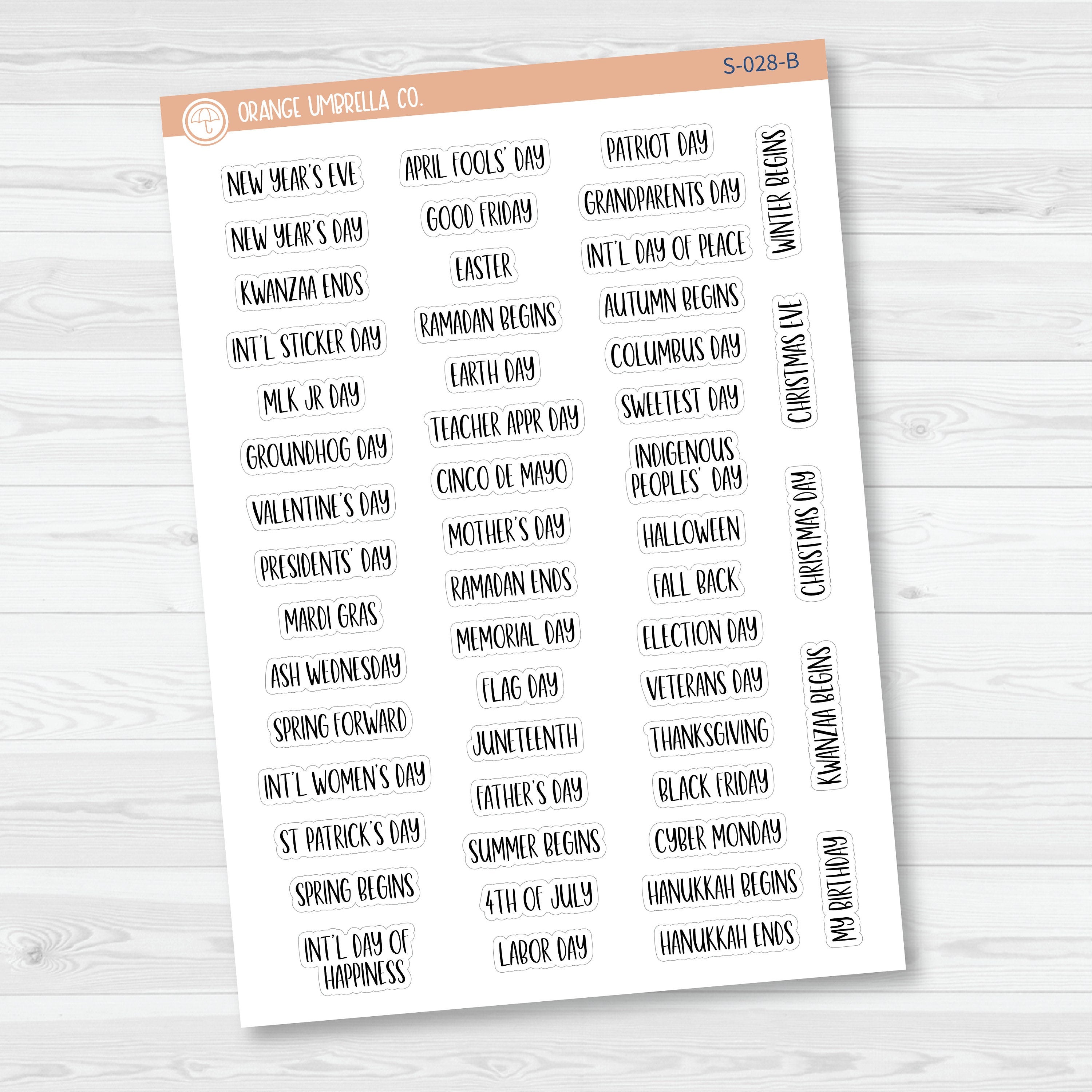 US Holiday - Mini Script Planner Stickers | F13 | S-028