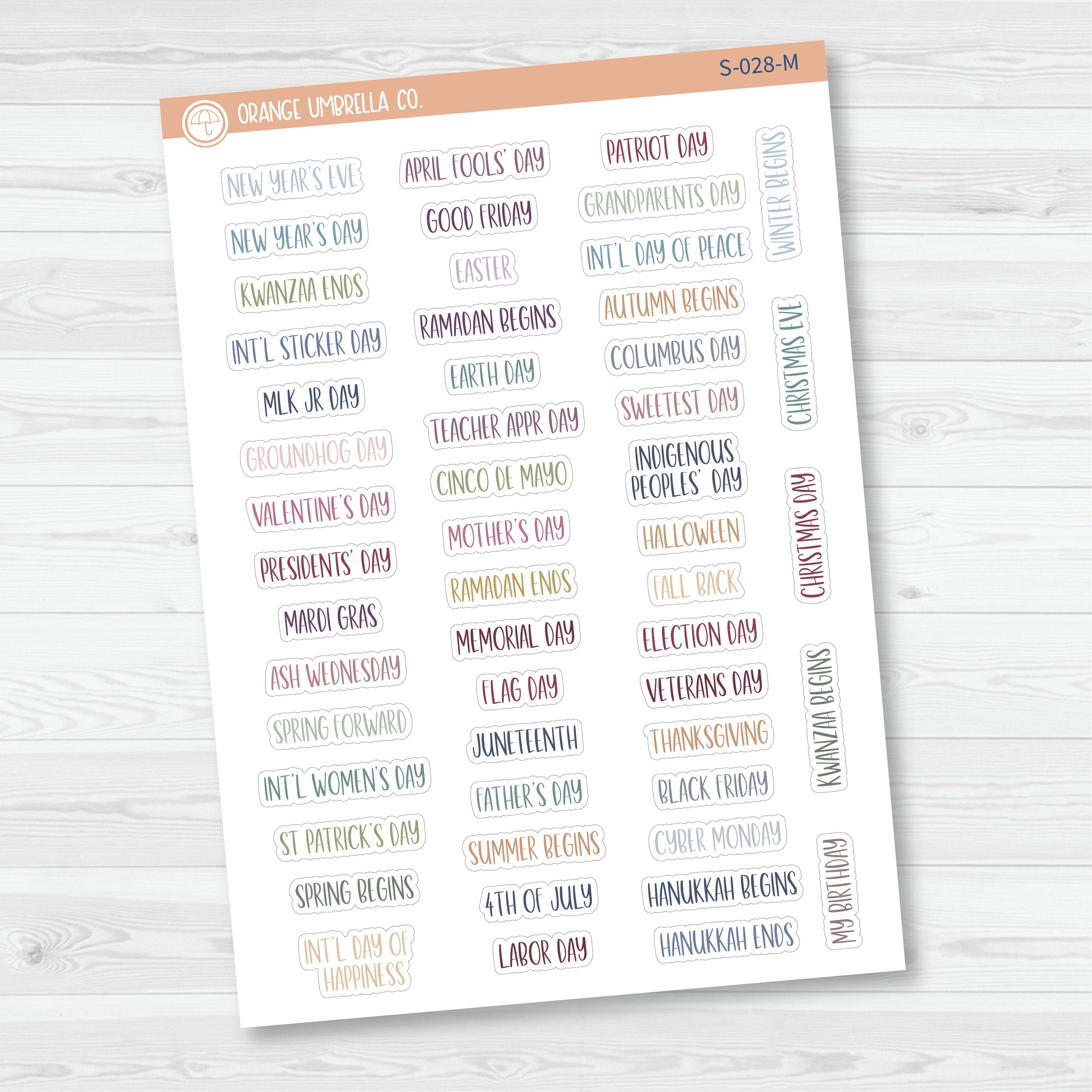 US Holiday - Mini Script Planner Stickers | F13 | S-028
