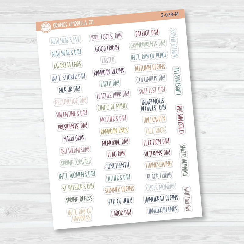 US Holiday - Mini Script Planner Stickers | F13 | S-028