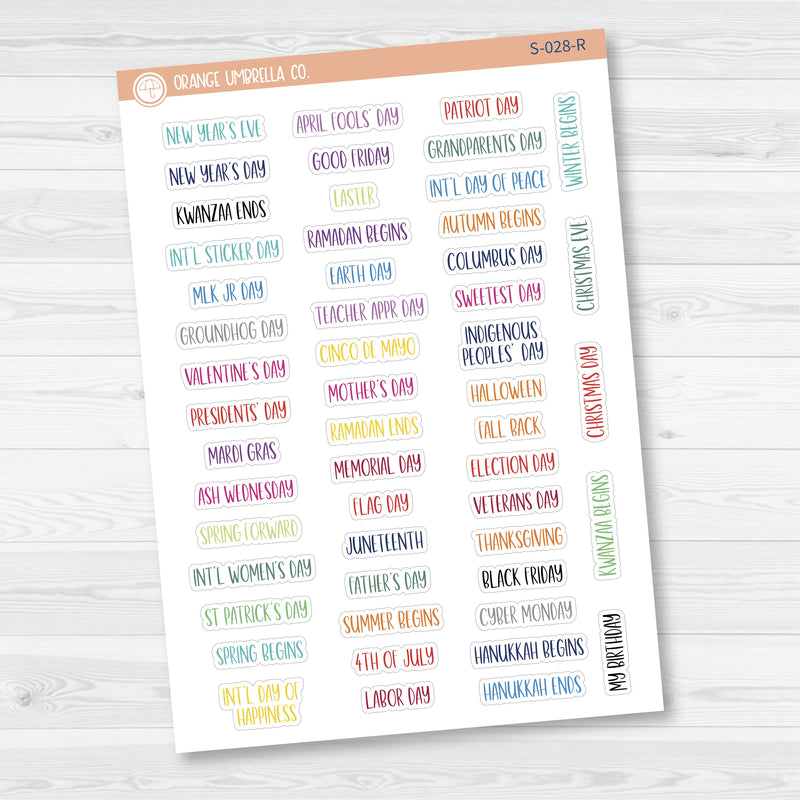 US Holiday - Mini Script Planner Stickers | F13 | S-028