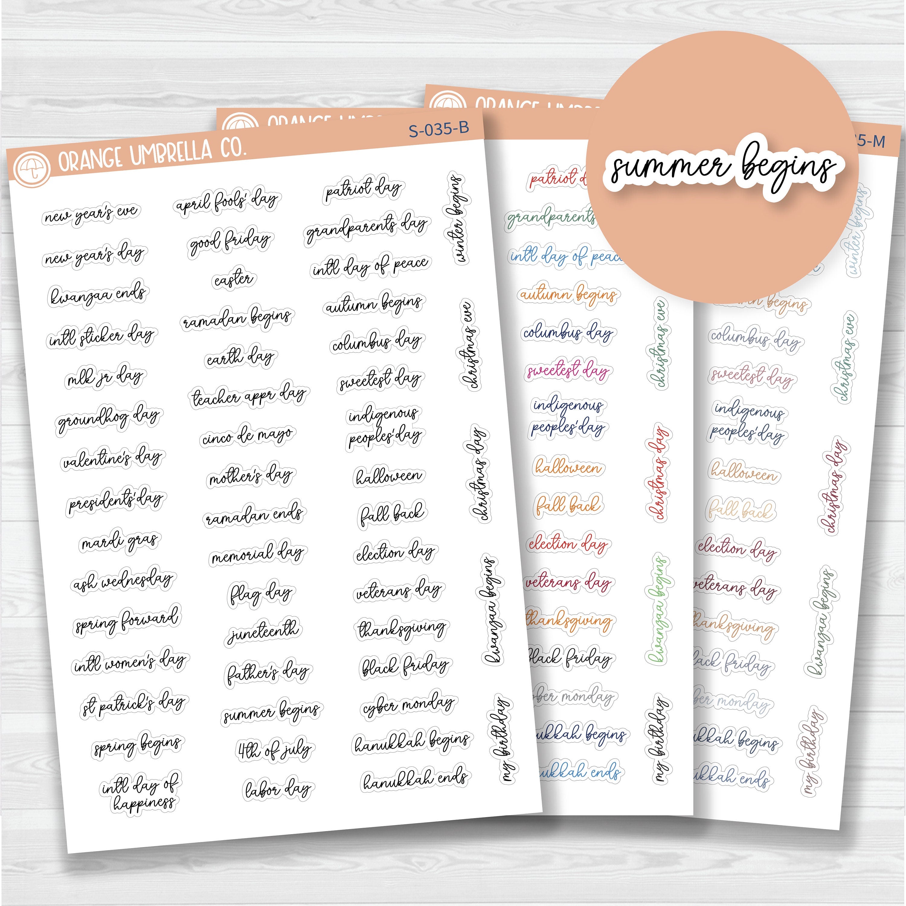 US Holiday Script Planner Stickers | F15 | S-035