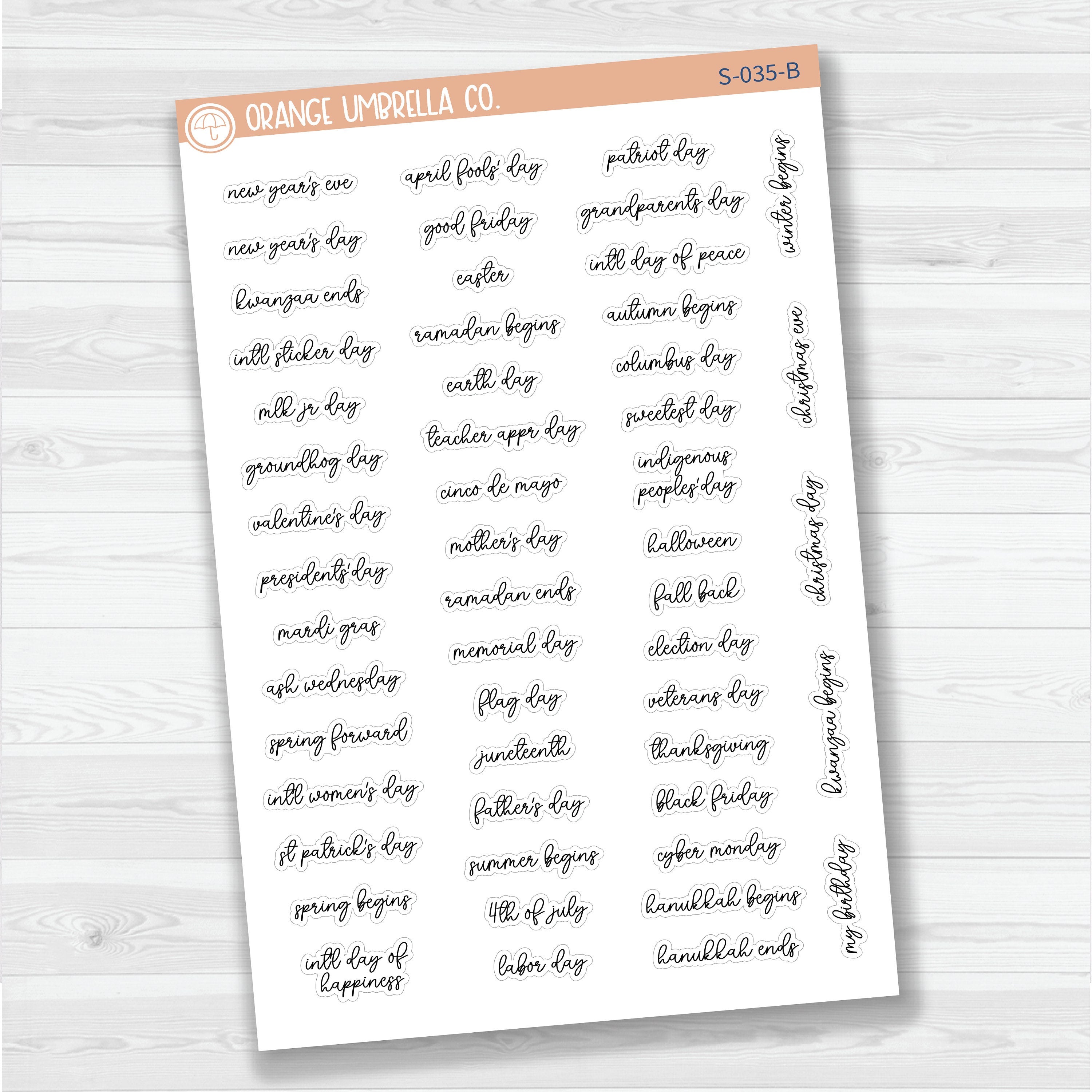 US Holiday Script Planner Stickers | F15 | S-035