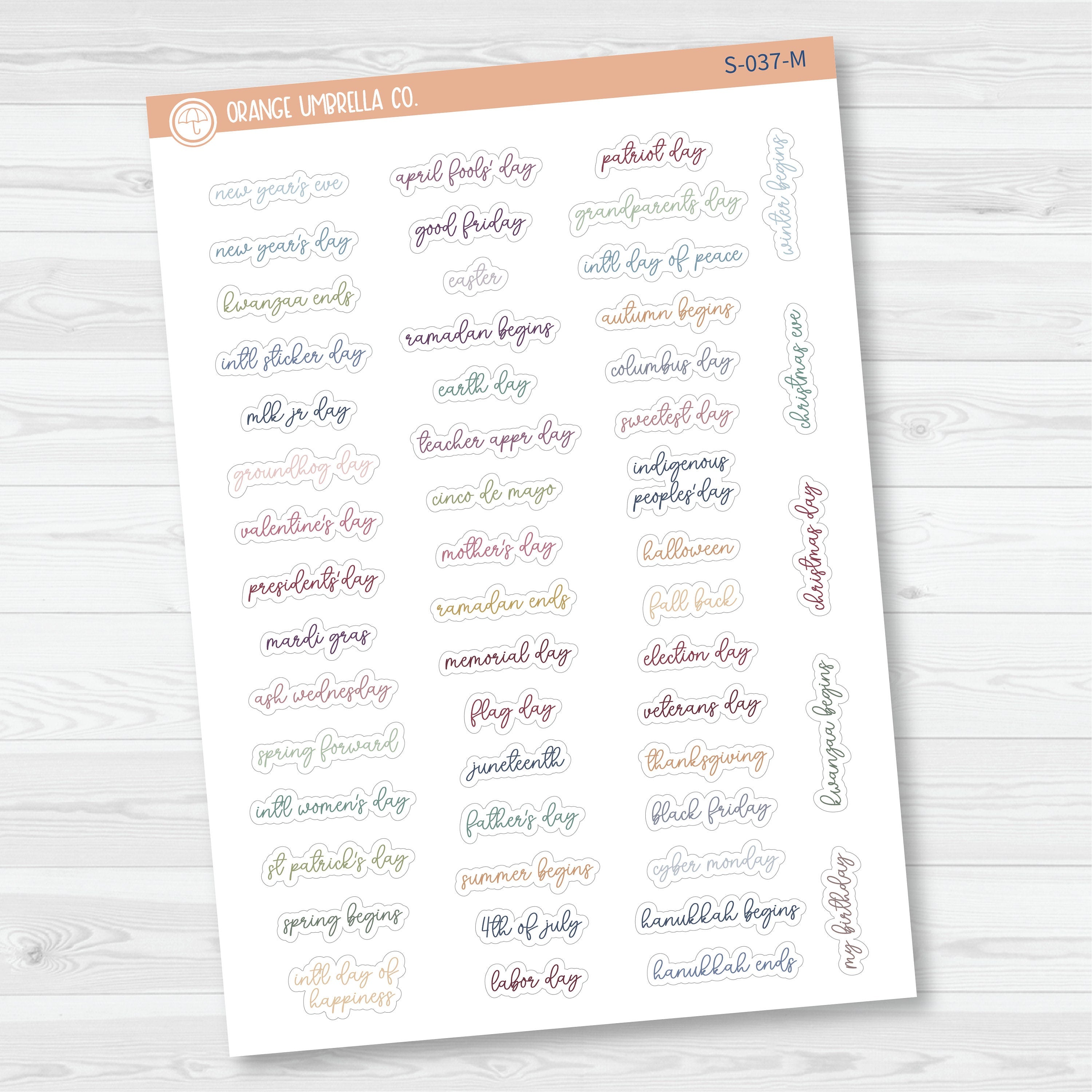 US Holiday - Mini Script Planner Stickers | F15 | S-037