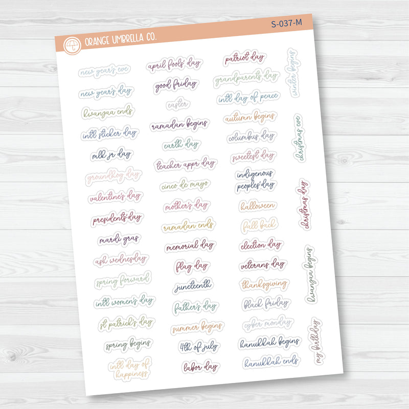 US Holiday - Mini Script Planner Stickers | F15 | S-037