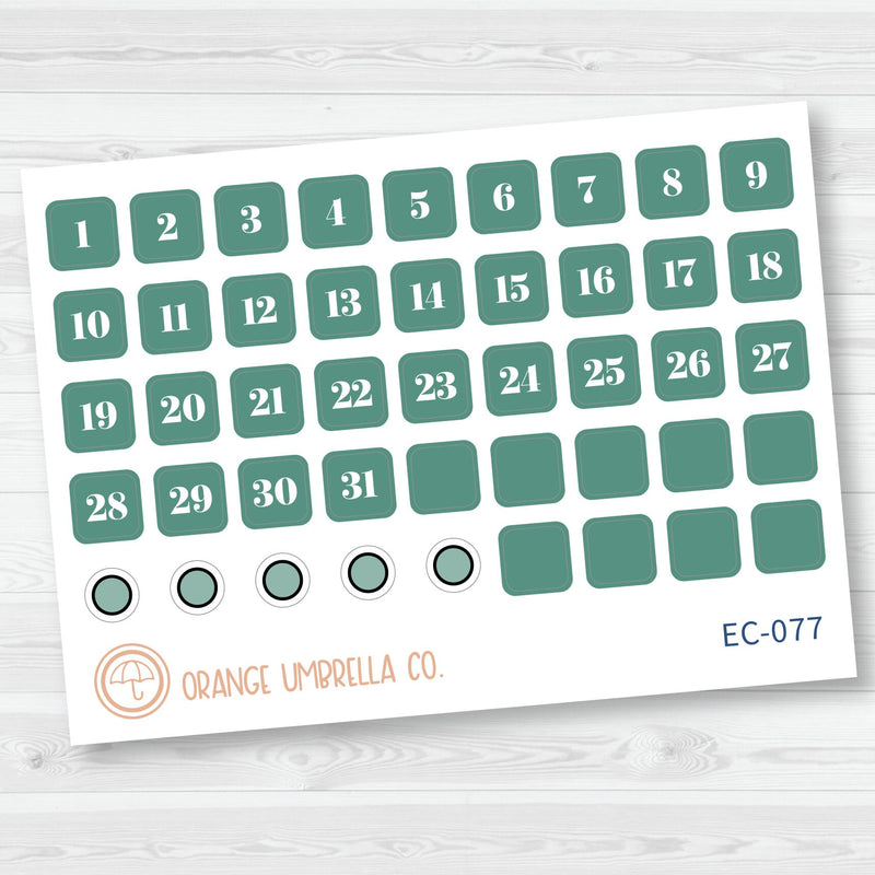 NP-Date Dot Planner Stickers | Erin Condren Evolve Palette | EC-077-082