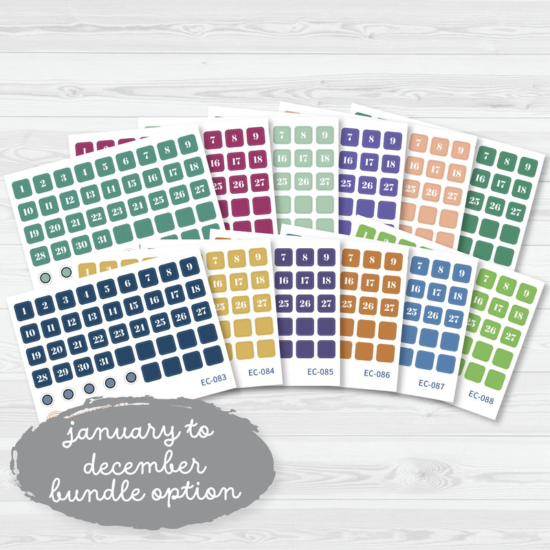 NP-Date Dot Planner Stickers | Erin Condren Evolve Palette | EC-077-082