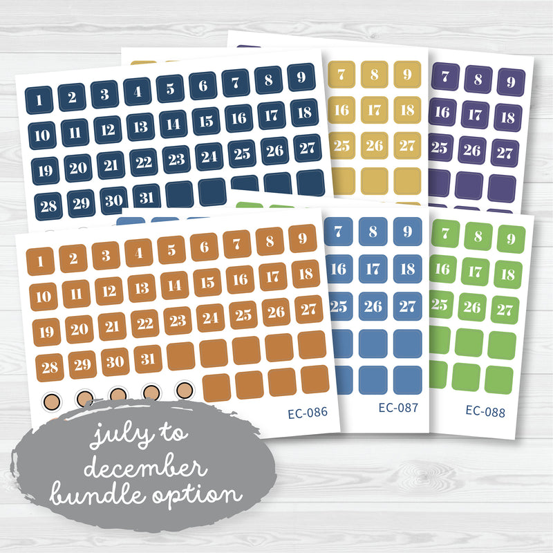 NP-Date Dot Planner Stickers | Erin Condren Evolve Palette | EC-083-088