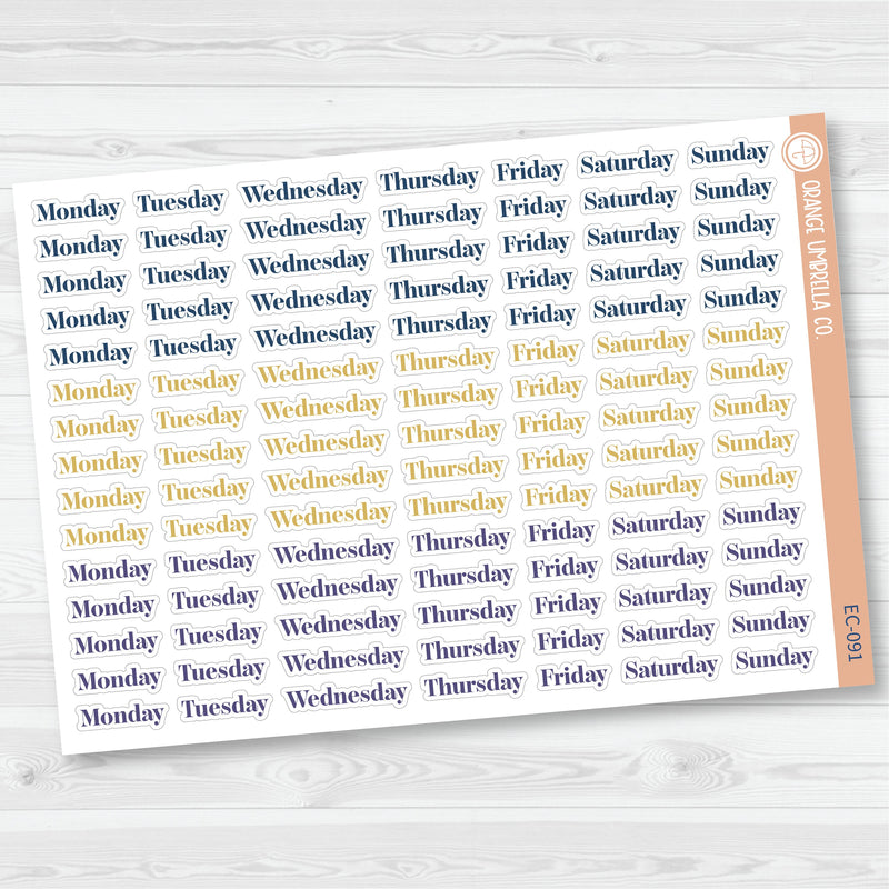 NP-Days of the Week Script Planner Stickers | F19 | Erin Condren Evolve Palette | EC-089-092