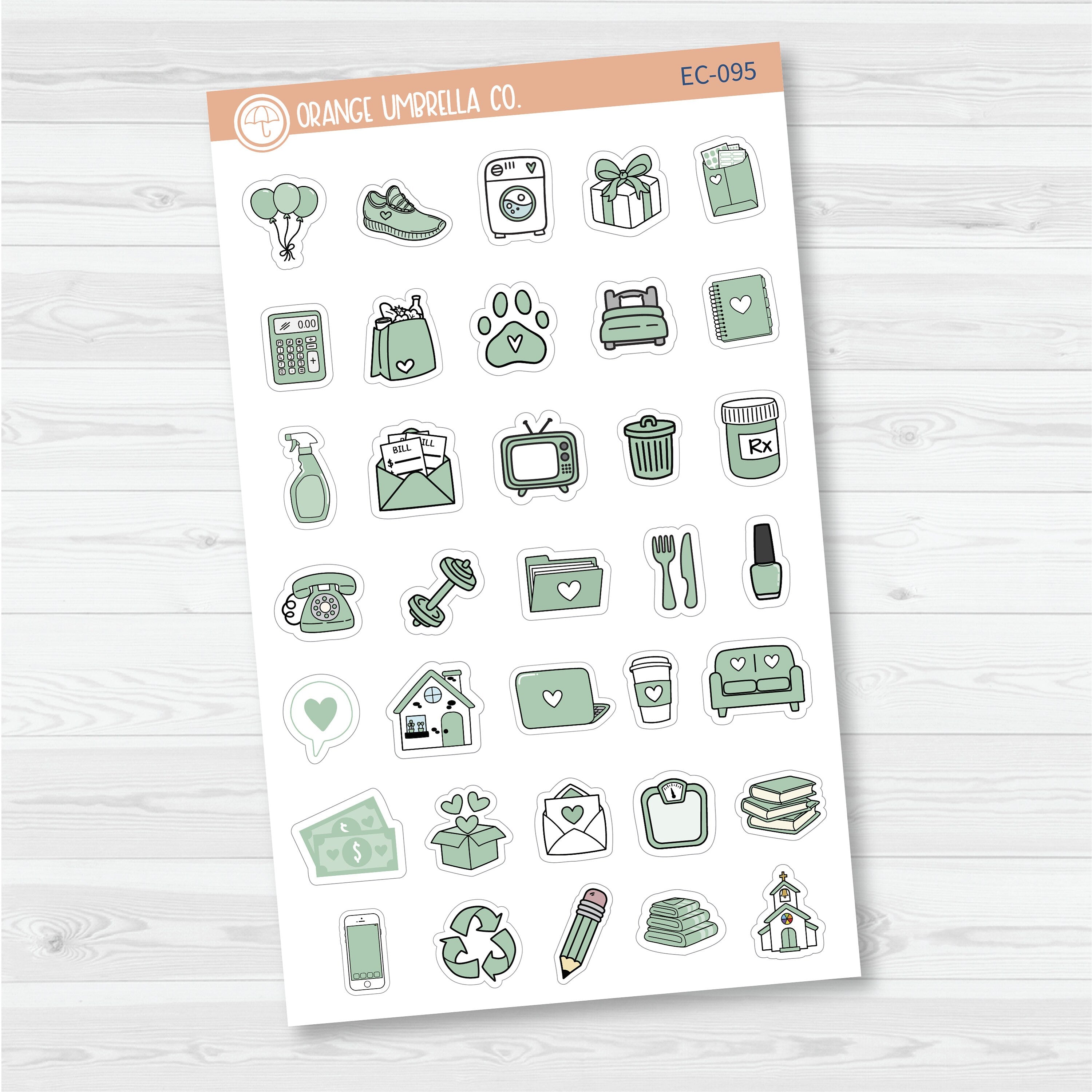 NP-Doodle Icon Planner Stickers | For Erin Condren Evolve Planners | EC-093-098