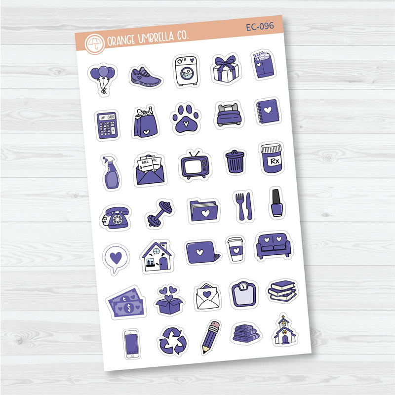 NP-Doodle Icon Planner Stickers | For Erin Condren Evolve Planners | EC-093-098