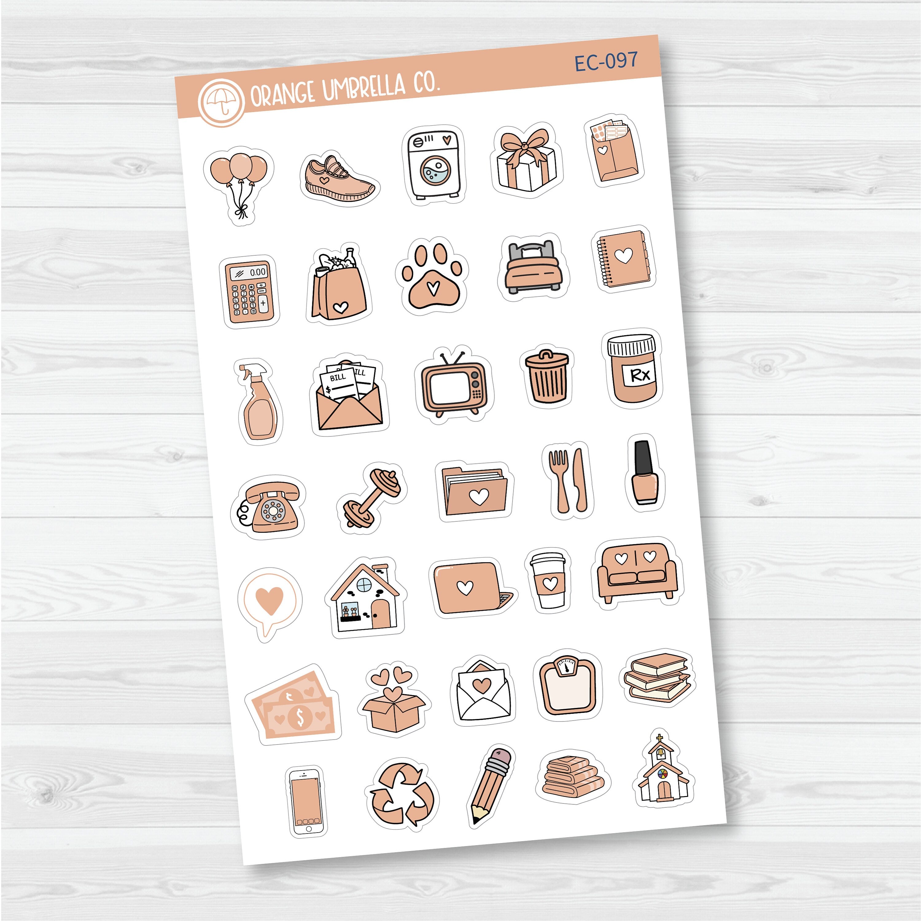 NP-Doodle Icon Planner Stickers | For Erin Condren Evolve Planners | EC-093-098