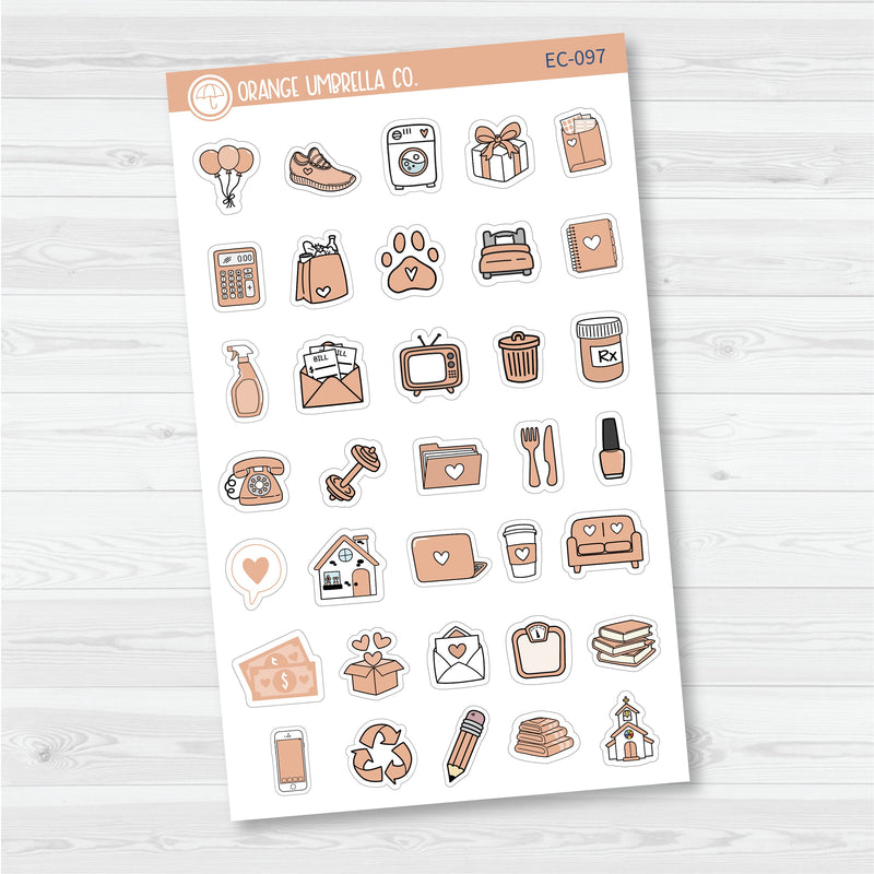 NP-Doodle Icon Planner Stickers | For Erin Condren Evolve Planners | EC-093-098