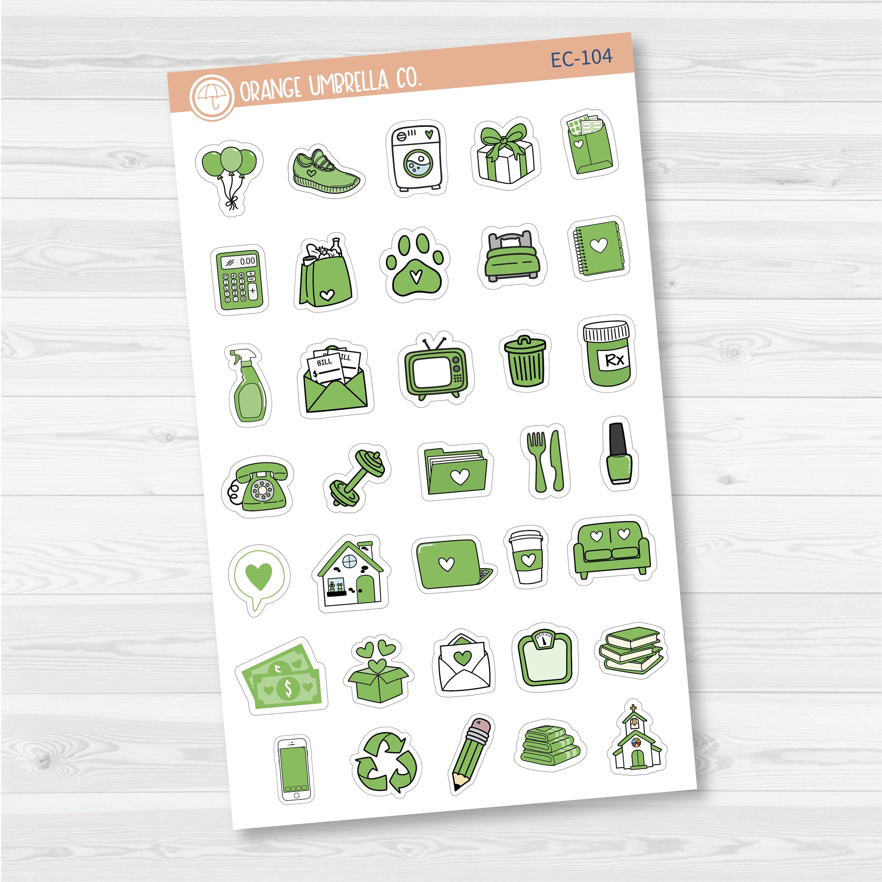 NP-Doodle Icon Planner Stickers | For Erin Condren Evolve Planners | EC-099-104