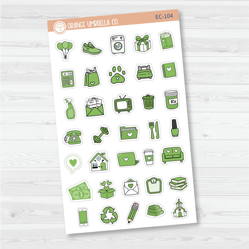 NP-Doodle Icon Planner Stickers | For Erin Condren Evolve Planners | EC-099-104