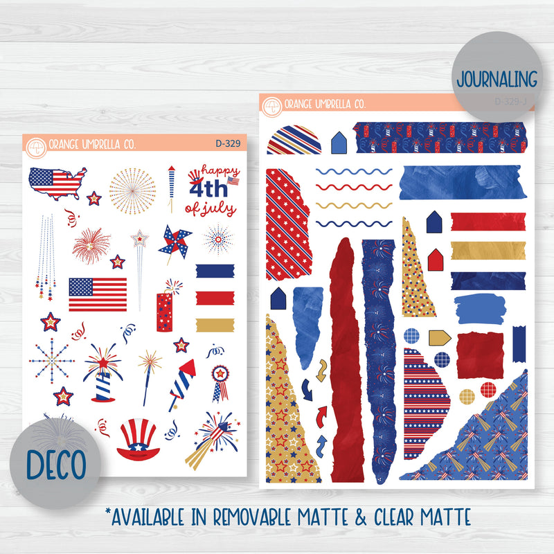 4th of July Sticker Kit | Weekly Planner Kit Stickers | Liberty | 329-001