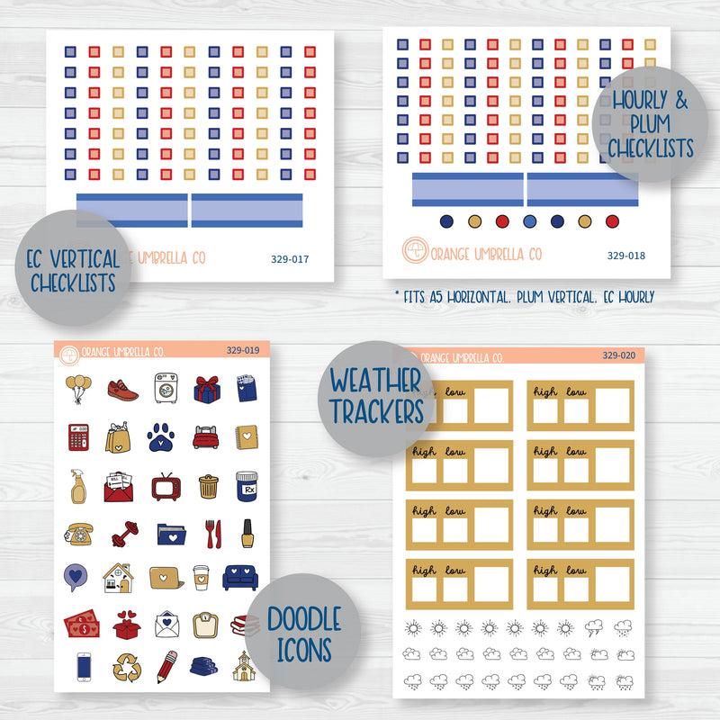 4th Of July Sticker Kit | Weekly Add-On Planner Kit Stickers | Liberty | 329-012
