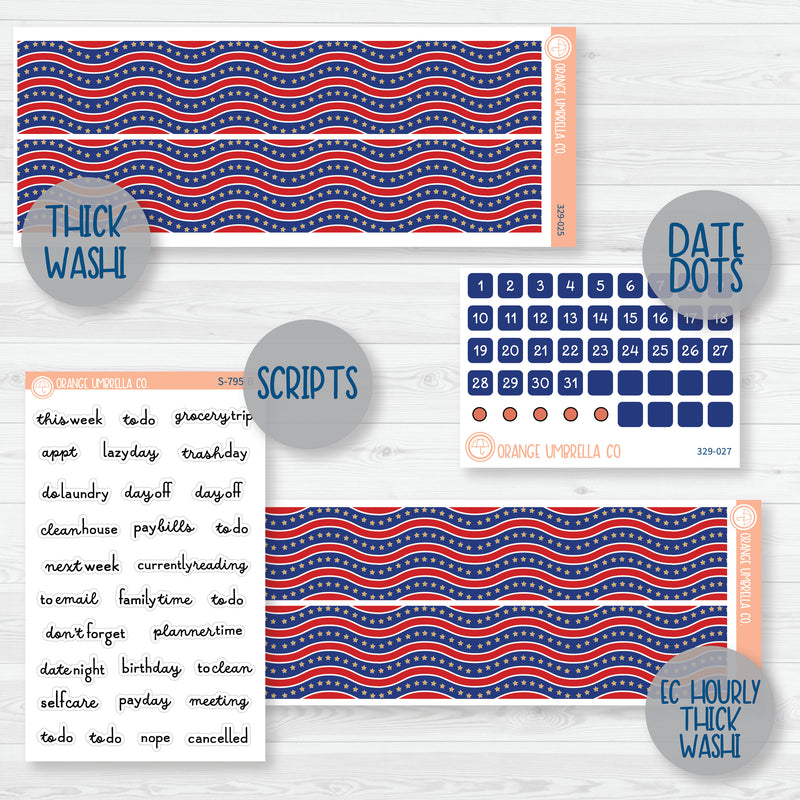 4th Of July Sticker Kit | Weekly Add-On Planner Kit Stickers | Liberty | 329-012