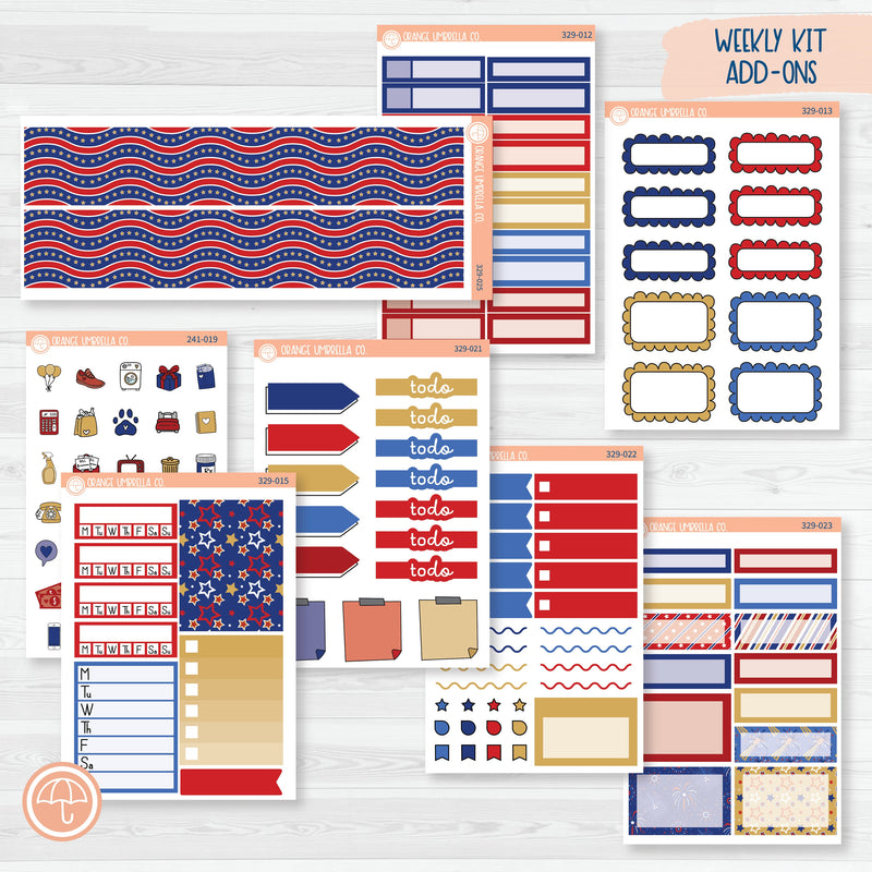 4th Of July Sticker Kit | Weekly Add-On Planner Kit Stickers | Liberty | 329-012