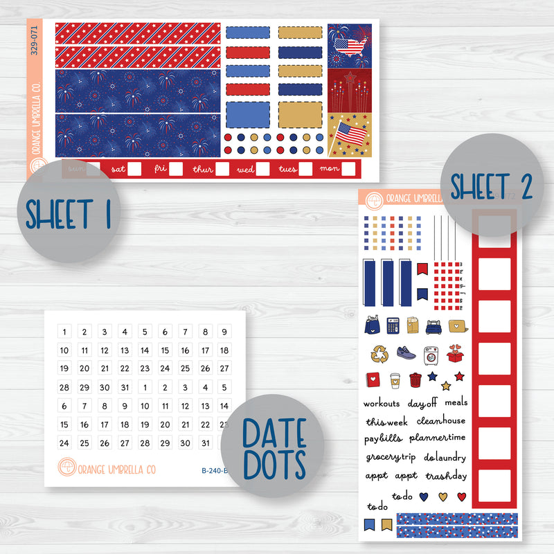 4th Of July Planner Kit | Hobonichi Weeks Planner Kit Stickers | Liberty | 329-071