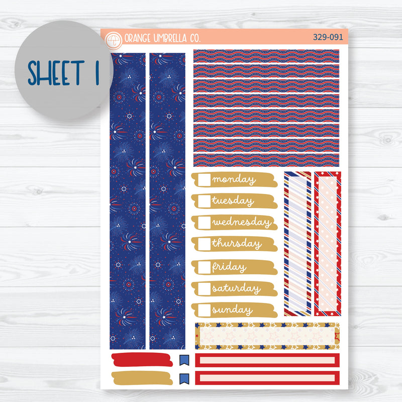 4th Of July | 7x9 Compact Vertical Planner Kit Stickers | Liberty | 329-091