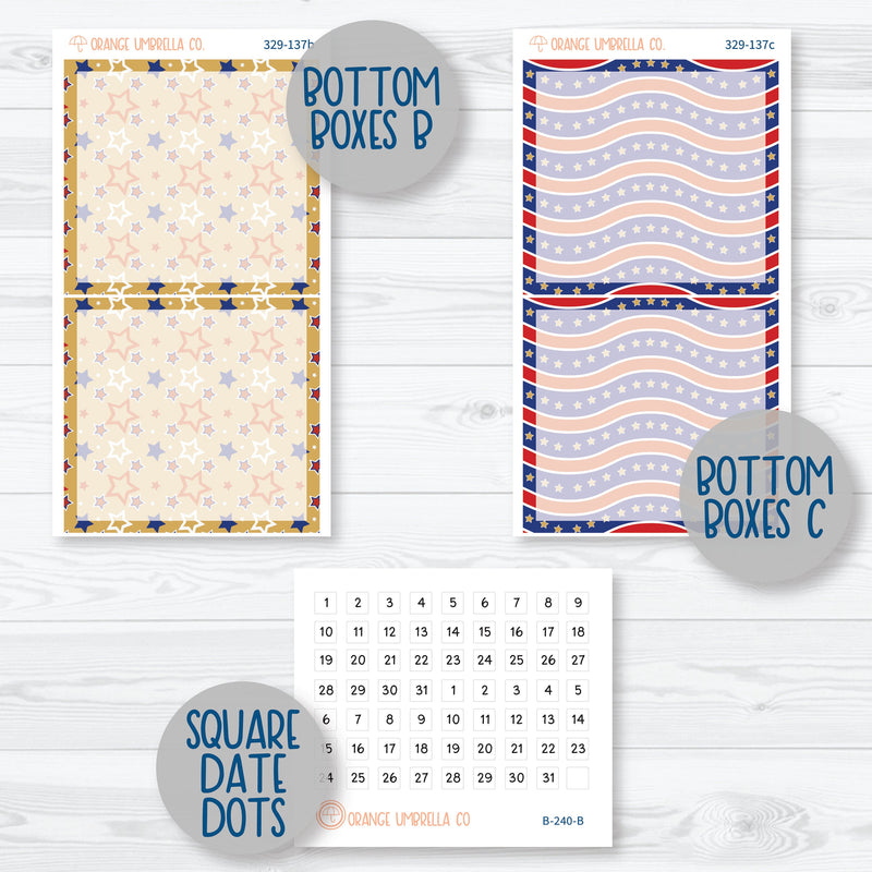 4th Of July Planner Kit | 7x9 Daily Duo Planner Kit Stickers | Liberty | 329-131