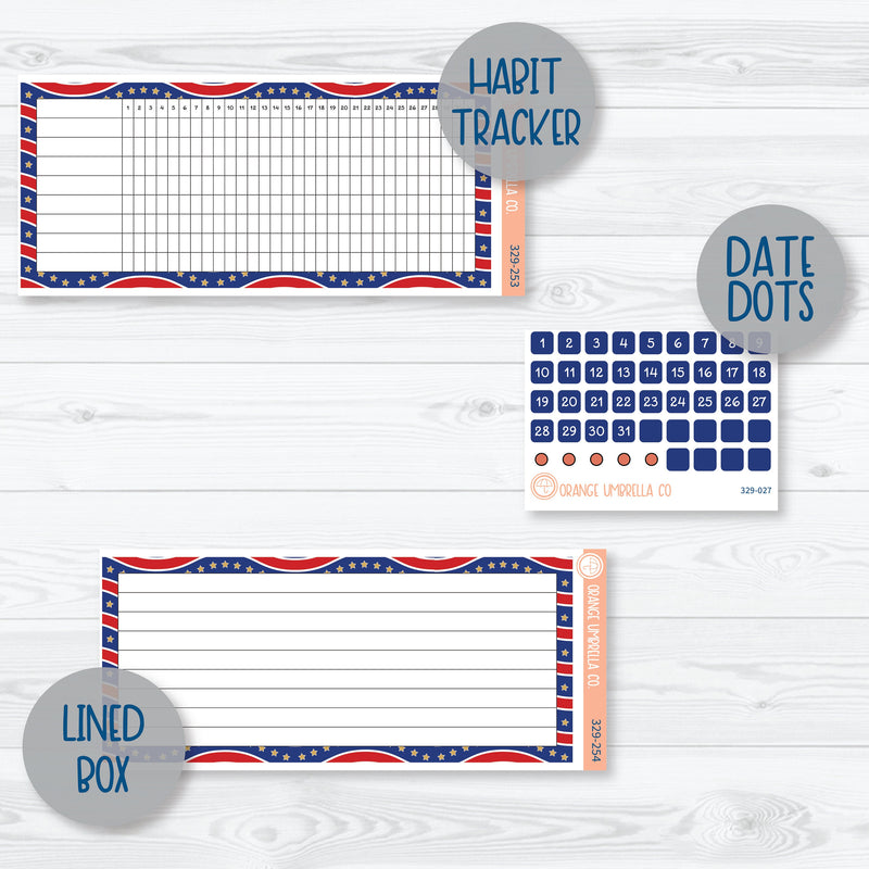 4th of July Monthly Kit | 7x9 ECLP Monthly & Dashboard Planner Kit Stickers | Liberty | 329-251