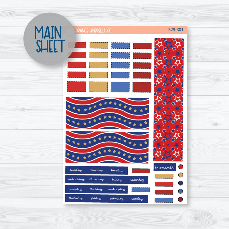 4th Of July Monthly Kit | Hobonichi Weeks Monthly Planner Kit Stickers | Liberty | 329-301