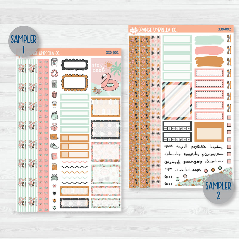 Flamingo Summer Stickers | Weekly Planner Kit Stickers | Flamingo Floaties | 330-001