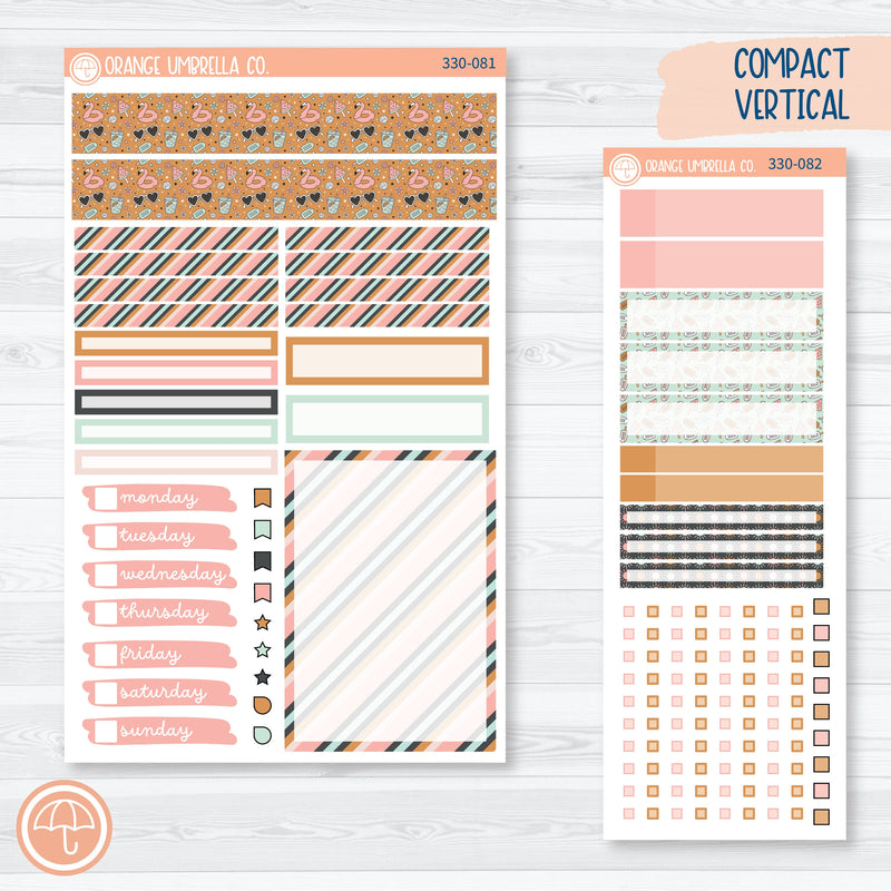 Flamingo Summer Kit | Compact Vertical Planner Kit Stickers for Erin Condren | Flamingo Floaties | 330-081