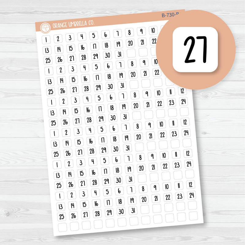 Mini Date Dots | 6 Months Planner Stickers | F8 Print Square | B-730-B