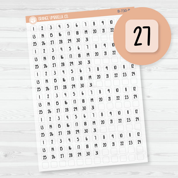Mini Date Dots | 6 Months Planner Stickers | F8 Print Square | Clear Matte | B-730-BCM