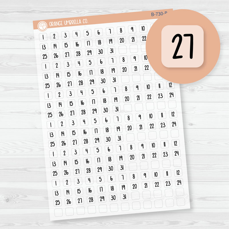 Mini Date Dots | 6 Months Planner Stickers | F8 Print Square | Clear Matte | B-730-BCM